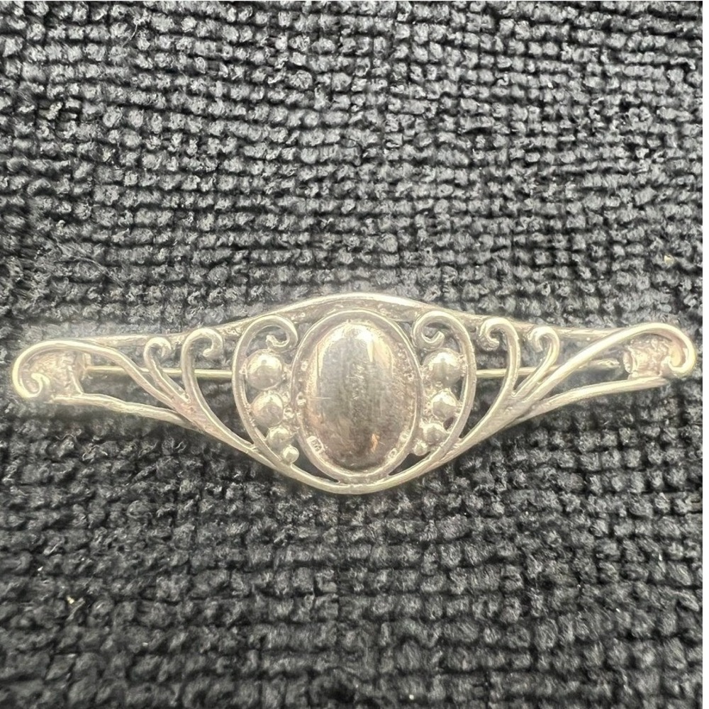 Vintage Sterling Silver Bar Brooch REGD British Empire circa 1900 1930 5.7g 2.25